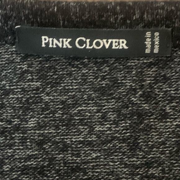 Pink Clover Black Heather w/ Multicolor Long Sleeves Loose Fit Top Size Small - Picture 5 of 8